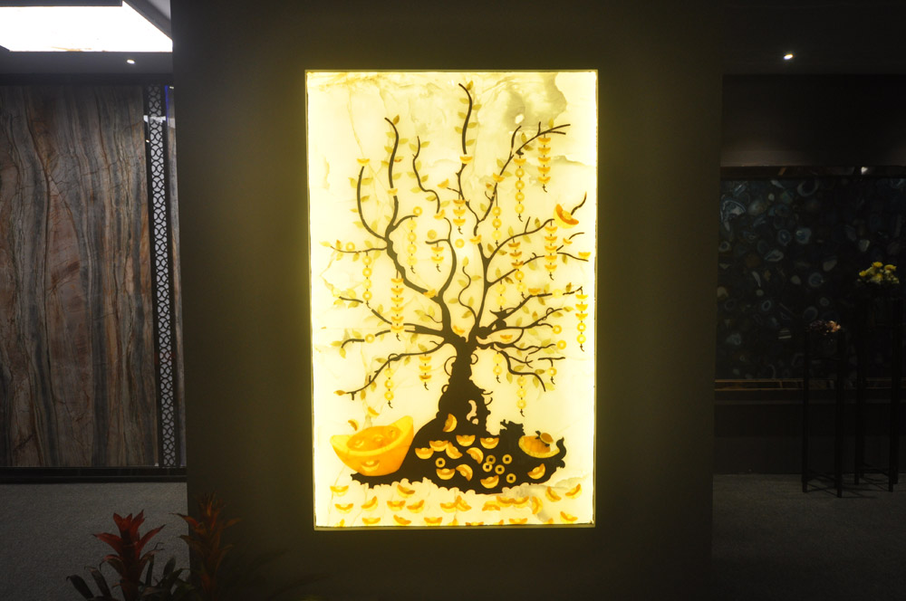 Fortune tree LED Natural Stone Painting
